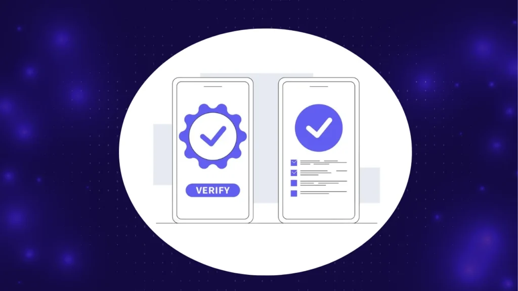Verification vs validation in software testing shown as a verify badge and checkmarks