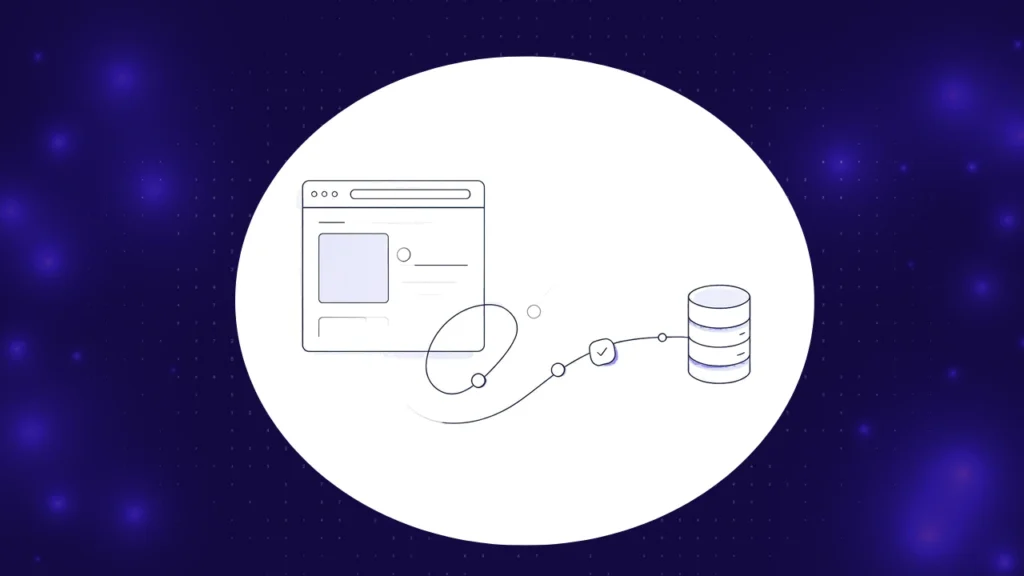 Automated E2E testing validating a user journey from the browser through checkpoints to the database