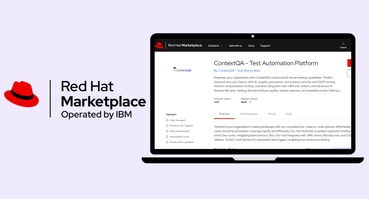 ContextQA Test Automation Platform on RedHat Marketplace