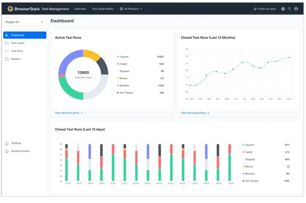 browserstack dashboard