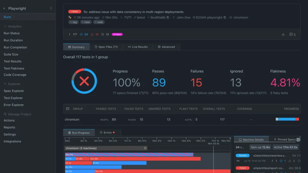 playwright dashboard