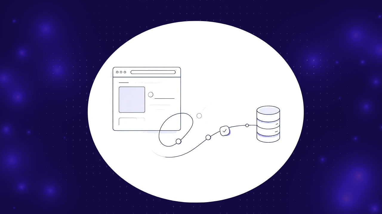 Automated E2E testing validating a user journey from the browser through checkpoints to the database